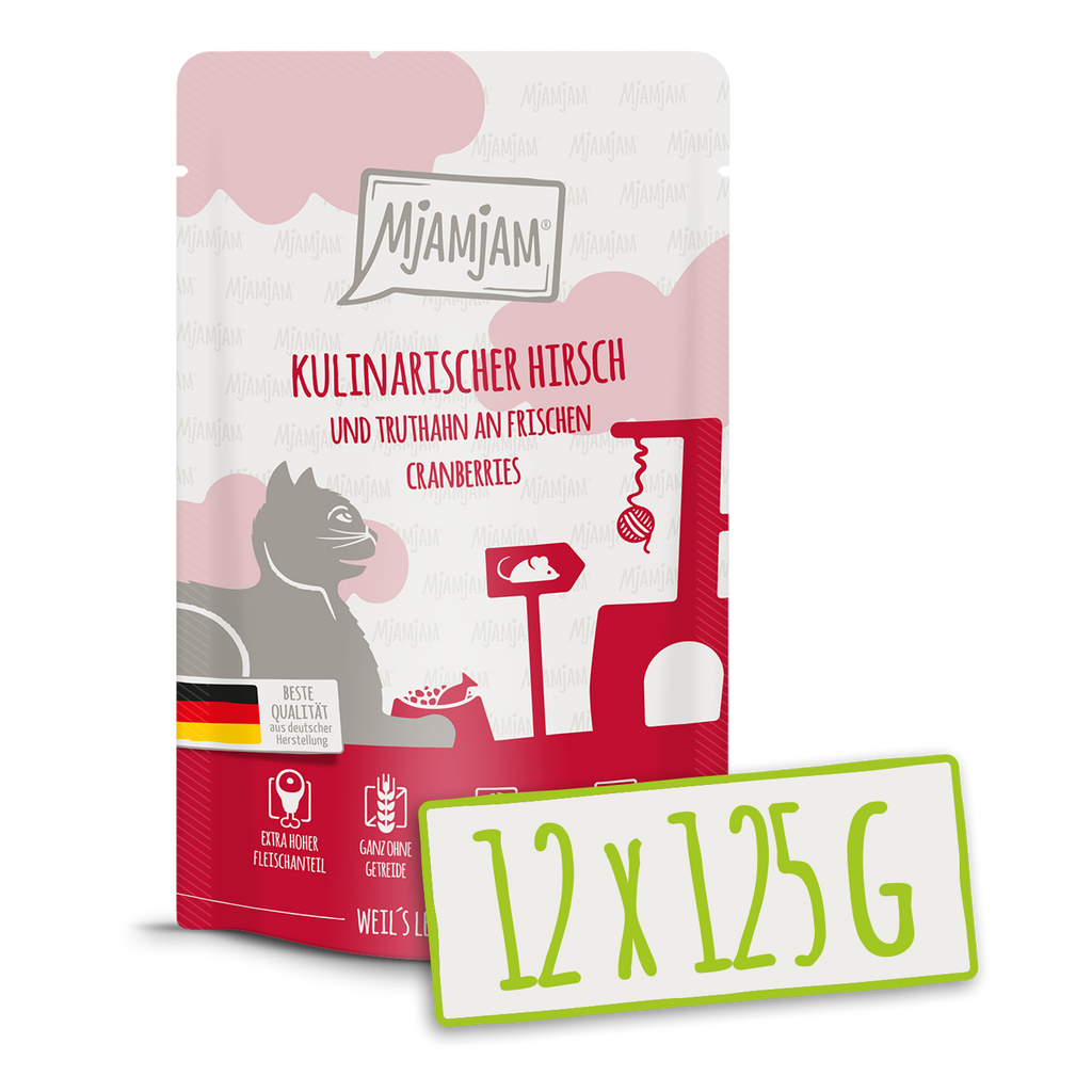 MjAMjAM - Quetschie - kulinarischer Hirsch und Truthahn an frischen Cranberries 12x125g