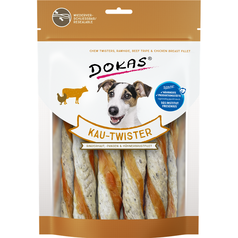 Dokas Dog Snack Twister Rinderhaut und Pansen 200 g