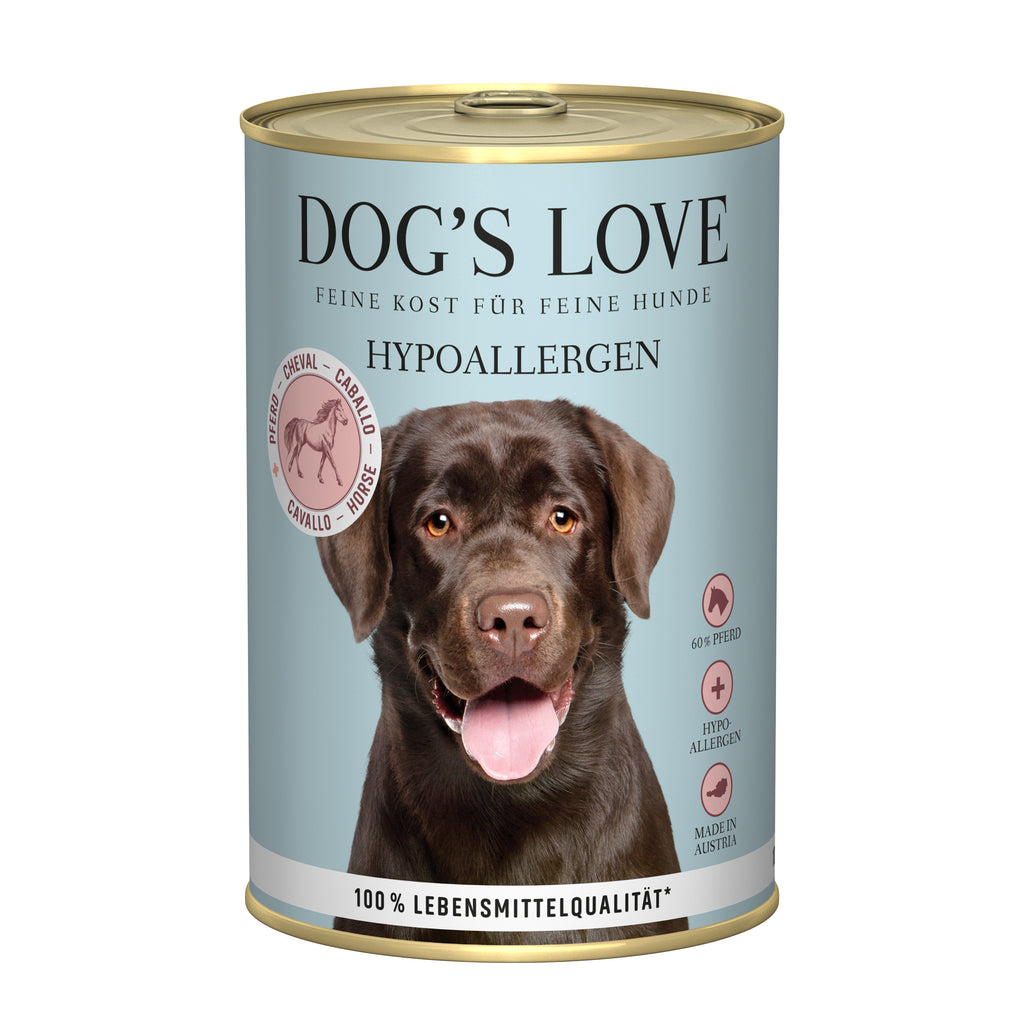 DOG'S LOVE Nassfutter Hypoallergen Pferd, 6x 400 g