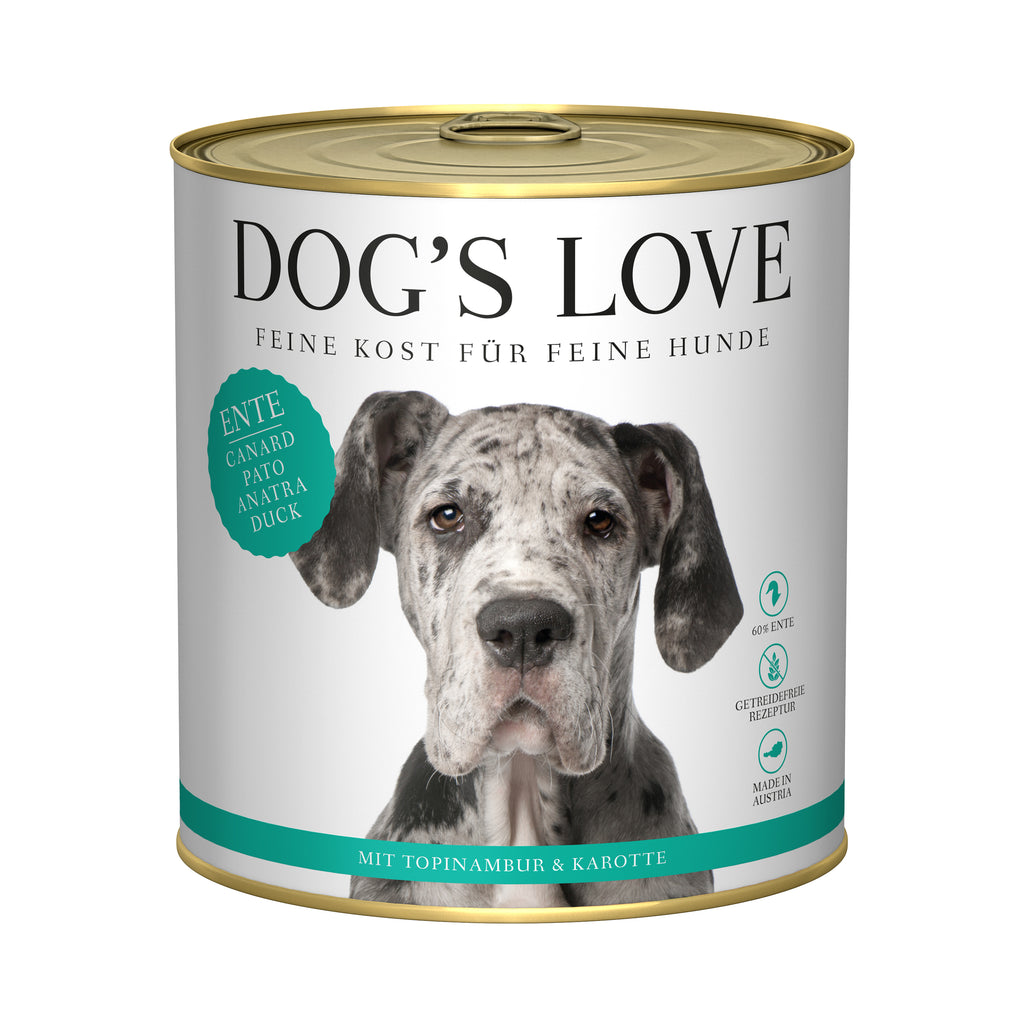 DOG'S LOVE Nassfutter Ente, 6x 800 g