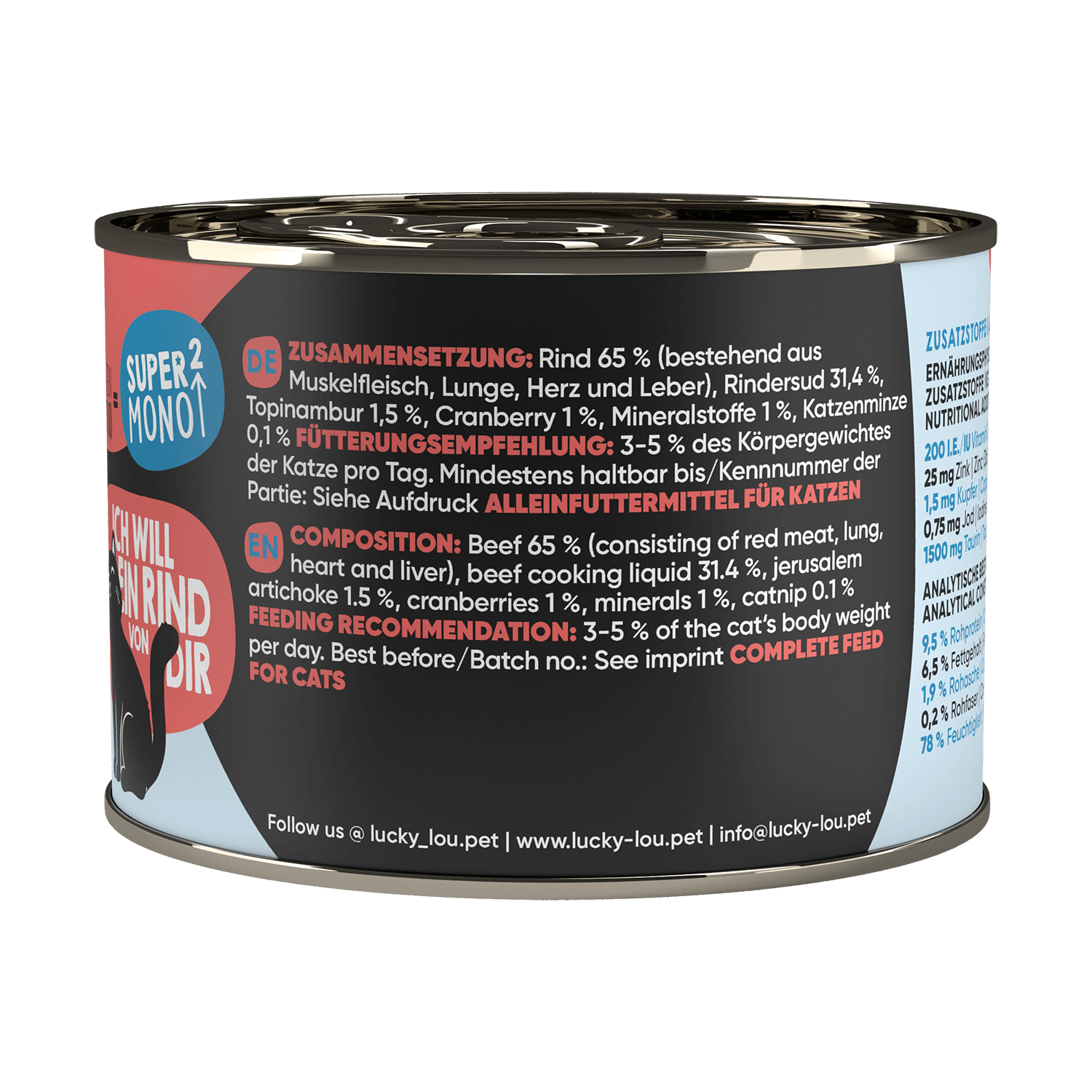 Super Rind Lucky Lou Super Mono² Rind mit Cranberry & Katzenminze - Monoprotein ...